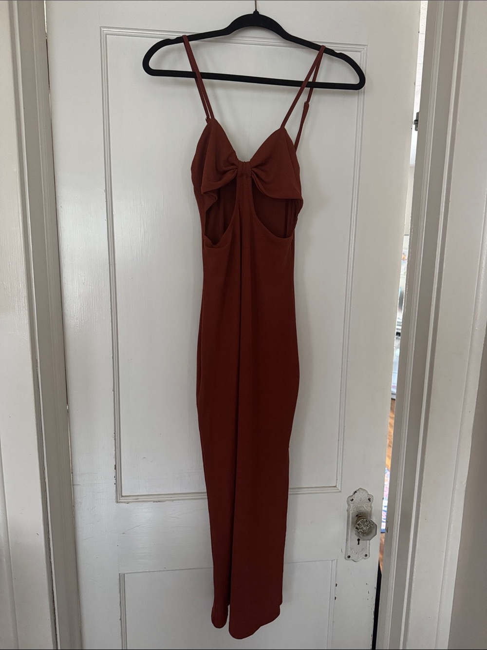 Silhouette Cutout Midi Dress in Rust